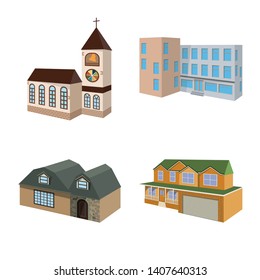 Vector design of building and home icon. Collection of building and construction stock symbol for web.