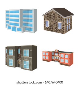 Vector design of building and home sign. Set of building and construction stock symbol for web.