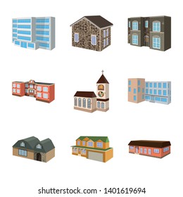 Vector design of building and home symbol. Collection of building and construction stock symbol for web.