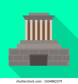 Vector design of building and mausoleum sign. Graphic of building and vietnamese stock symbol for web.