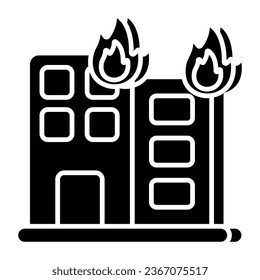 Vector design of building on fire, flat icon