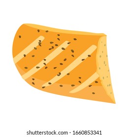 Vector design of bun and sesame symbol. Graphic of bun and flapjacks Stock symbol for web.