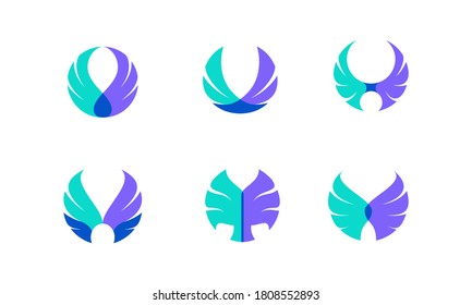 Vector design bundle of wings. Suitable as a logo that represents freedom, courage and happiness.