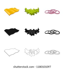 Vector design of burger and sandwich icon. Set of burger and slice vector icon for stock.