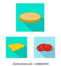 Vector design of burger and sandwich icon. Set of burger and slice vector icon for stock.