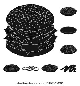 Vector design of burger and sandwich icon. Collection of burger and slice stock symbol for web.