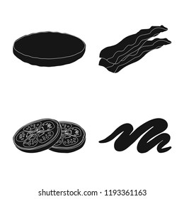 Vector design of burger and sandwich icon. Set of burger and slice stock vector illustration.