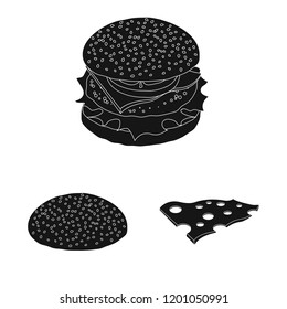 Vector design of burger and sandwich icon. Collection of burger and slice vector icon for stock.