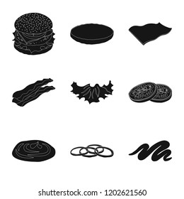 Vector design of burger and sandwich icon. Collection of burger and slice stock symbol for web.