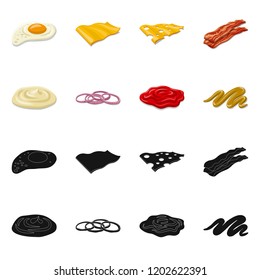 Vector design of burger and sandwich icon. Collection of burger and slice stock symbol for web.