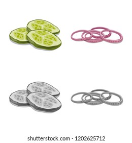 Vector design of burger and sandwich icon. Set of burger and slice stock vector illustration.