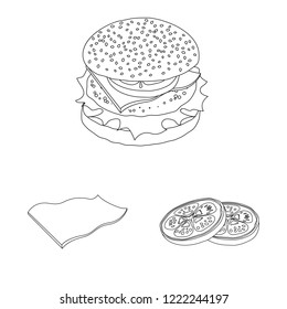 Vector design of burger and sandwich icon. Collection of burger and slice stock vector illustration.