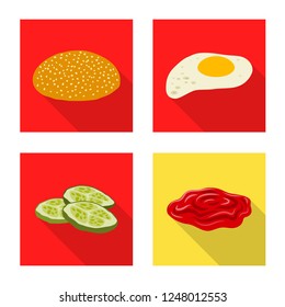 Vector design of burger and sandwich icon. Collection of burger and slice stock vector illustration.