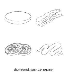 Vector design of burger and sandwich icon. Set of burger and slice vector icon for stock.