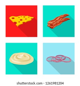 Vector design of burger and sandwich icon. Set of burger and slice stock vector illustration.