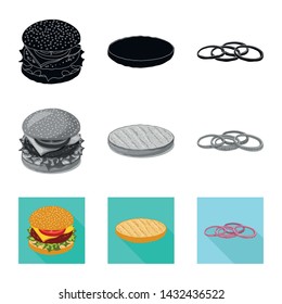 Vector design of burger and sandwich icon. Collection of burger and slice stock vector illustration.