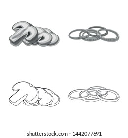 Vector design of burger and sandwich icon. Set of burger and slice vector icon for stock.
