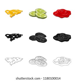Vector design of burger and sandwich logo. Set of burger and slice stock vector illustration.