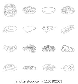 Vector design of burger and sandwich logo. Set of burger and slice stock vector illustration.