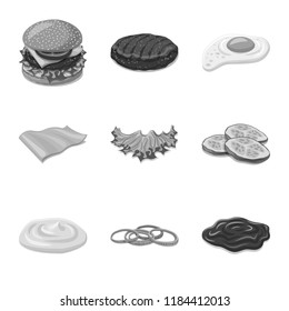 Vector design of burger and sandwich logo. Collection of burger and slice stock vector illustration.