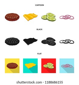 Vector design of burger and sandwich logo. Set of burger and slice stock vector illustration.