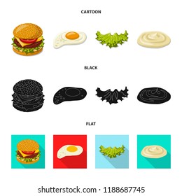 Vector design of burger and sandwich logo. Set of burger and slice stock symbol for web.