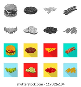 Vector design of burger and sandwich logo. Set of burger and slice stock vector illustration.
