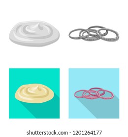Vector design of burger and sandwich logo. Set of burger and slice vector icon for stock.