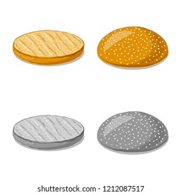 Vector design of burger and sandwich logo. Set of burger and slice stock vector illustration.