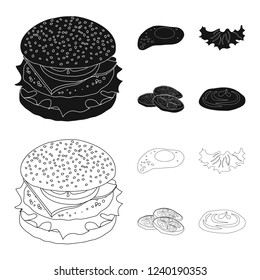 Vector design of burger and sandwich logo. Collection of burger and slice vector icon for stock.