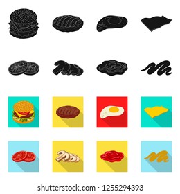 Vector design of burger and sandwich logo. Set of burger and slice stock vector illustration.