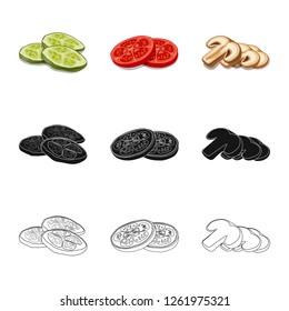 Vector design of burger and sandwich logo. Collection of burger and slice vector icon for stock.