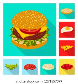 Vector design of burger and sandwich logo. Set of burger and slice stock symbol for web.