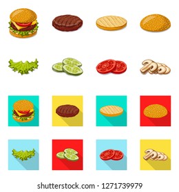 Vector design of burger and sandwich logo. Collection of burger and slice stock vector illustration.