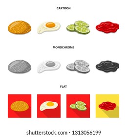 Vector design of burger and sandwich logo. Set of burger and slice stock vector illustration.