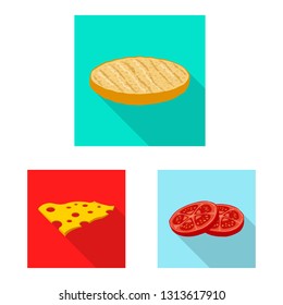 Vector design of burger and sandwich logo. Collection of burger and slice vector icon for stock.
