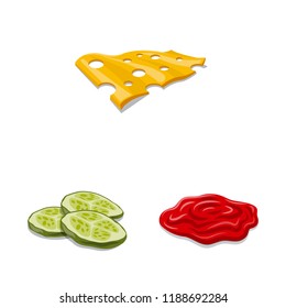 Vector design of burger and sandwich sign. Collection of burger and slice vector icon for stock.