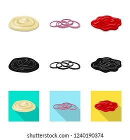 Vector design of burger and sandwich sign. Collection of burger and slice vector icon for stock.