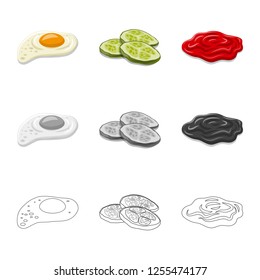 Vector design of burger and sandwich sign. Set of burger and slice vector icon for stock.