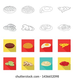 Vector design of burger and sandwich sign. Collection of burger and slice stock vector illustration.
