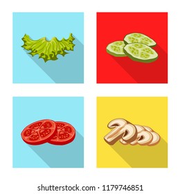 Vector design of burger and sandwich symbol. Collection of burger and slice stock vector illustration.