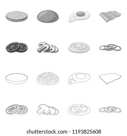 Vector design of burger and sandwich symbol. Collection of burger and slice stock vector illustration.