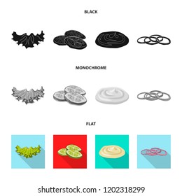 Vector design of burger and sandwich symbol. Set of burger and slice vector icon for stock.