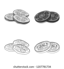 Vector design of burger and sandwich symbol. Set of burger and slice stock vector illustration.