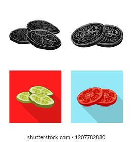 Vector design of burger and sandwich symbol. Set of burger and slice vector icon for stock.