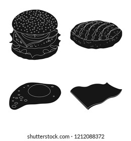 Vector design of burger and sandwich symbol. Set of burger and slice stock symbol for web.