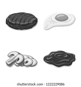Vector design of burger and sandwich symbol. Set of burger and slice stock symbol for web.