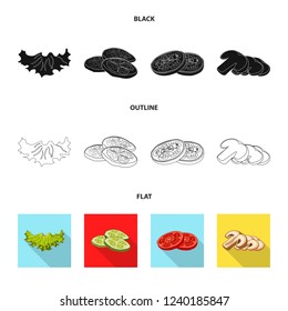 Vector design of burger and sandwich symbol. Collection of burger and slice stock vector illustration.