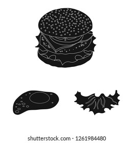 Vector design of burger and sandwich symbol. Collection of burger and slice stock symbol for web.