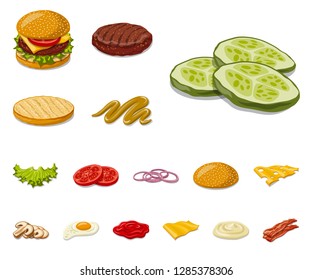 Vector design of burger and sandwich symbol. Collection of burger and slice vector icon for stock.